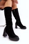 Women's Suede Over-the-Knee Boots with Stiletto Heel Lemar Black Ceraxa