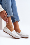 Women's White Cut-out Loafers Rasirna