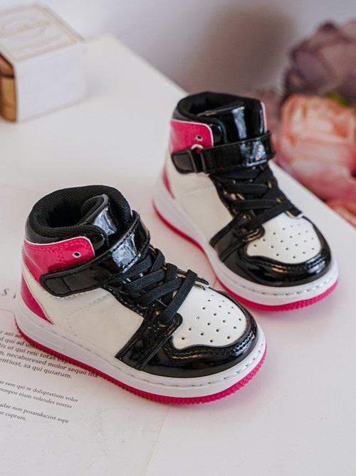 Buty Sportowe Dziecięce Lakierowane Różowo-Białe Milara 106-1B