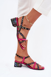 Women's Leather Heeled Sandals With Straps Maciejka 06959-39 Fuchsia