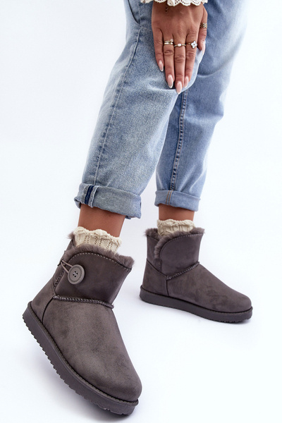Women's Padded Snow Boots With Decoration Grey Siriol