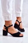 Suede Heel Sandals Lorisa Black 