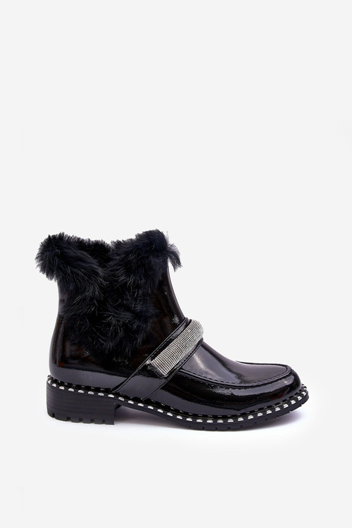 Women's Flat Heel and Platform Ankle Boots Black Linestta