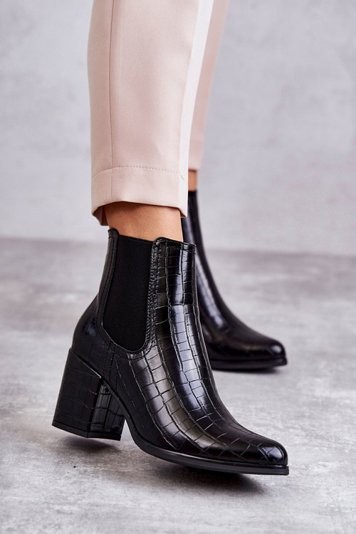 Snake Leather Booties La.Fi 260038B-XC Black