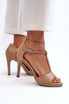Women's High Heel Sandals in Beige Eco Leather Obdaria