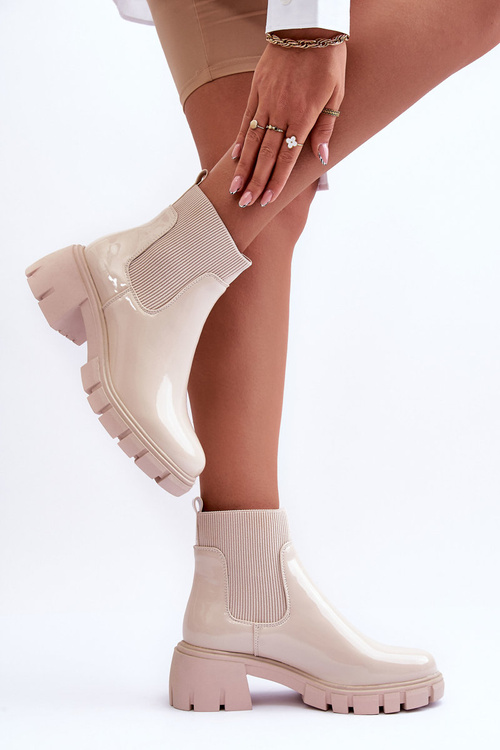 Sztyblety Damskie Lakierowane Beżowe Cirie DES903M