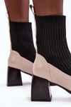 Women's Sock Boots on Heel Beige SBarski MR870-41