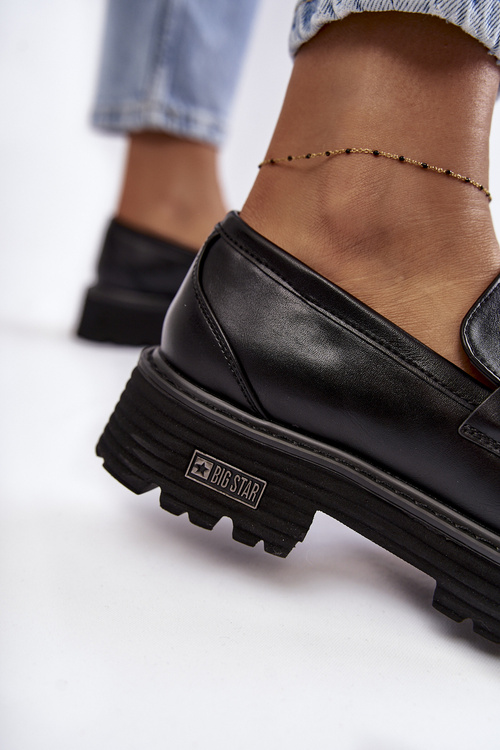 Półbuty Damskie Skóra Czarne Big Star KK274498