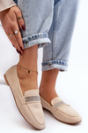 Women's Moccasins with Zircons Beige Ralrika