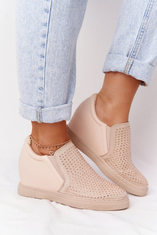 Wedge Sneakers With Sequins Lu Boo Beige 