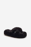 Furry Women's Slippers On Thick Sole Black Lavitera