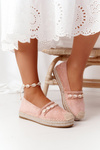 Espadrilles On A Platform With Shells Pink Seashell