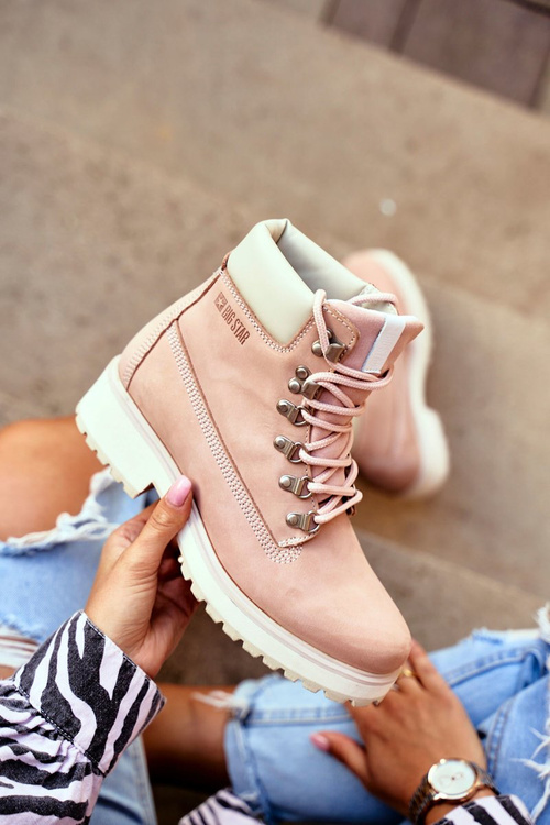 Women's Booties Trappers Big Star Pastel Pink EE274034