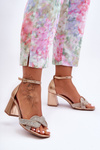 Low Heel Sandals with Rhinestones Rose Gold Monra