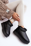 Women's Leather Snow Boots On Platform Black Loreley