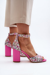 Sandały W Kwiaty Na Słupku Fuksja Vitamella GG-127