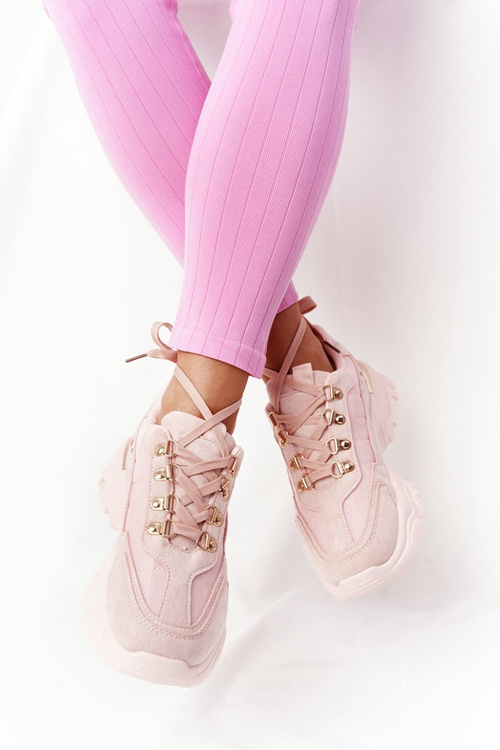 Women's Sneakers On A Chunky Sole Pink Good Mood