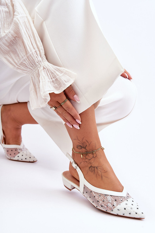 Women's Polka Dot Ballet Flats White Adore