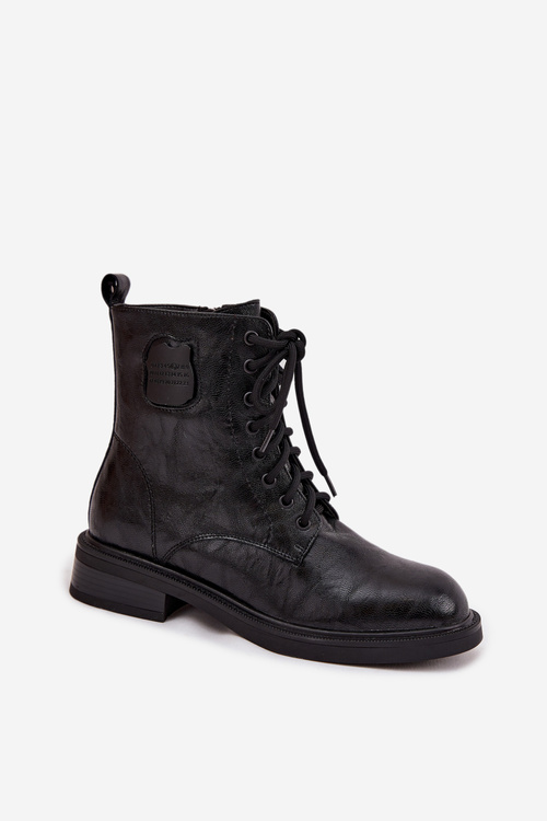 Leather Women's Work Boots With Decorative Detail Maciejka K7180-01 Black