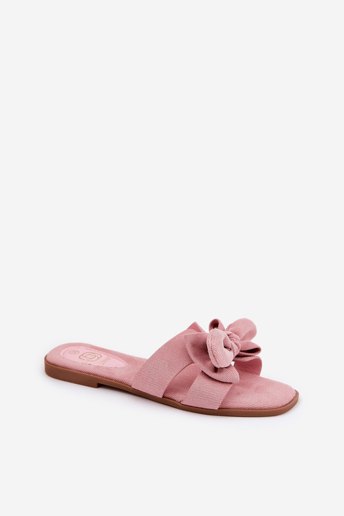 Flat Women's Slippers With Bow Pink Tobin