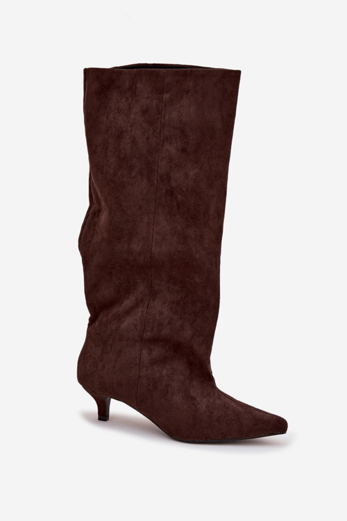 Women's High Heel Boots Made of Eco Suede Chocolate Pheona