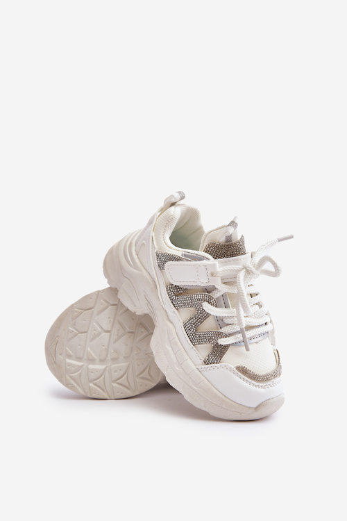 Dziecięce Sneakersy Z Cyrkoniami Białe Rianalla