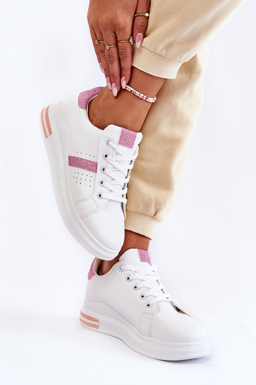 Women's Sport Shoes, Tied White and pink Otylia