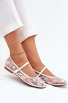 Mesh Ballet Flats With Embroidery And Decoration White Tillilora