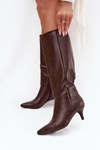 Women's Low Heel Boots with Insulation Made of Eco Leather Chocolate Marcellia