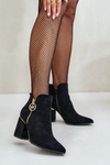 Women's Heeled Booties with Pointed Toes Eco Suede Black Raisha
