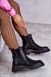 Leather Warm Boots On A Flat Heel Black Salome