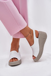 Women's Sandals Made Of Natural Leather On Wedge White Artiker 54C0786