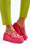 Women's Transparent Wedge Slippers Fuchsia Eliane