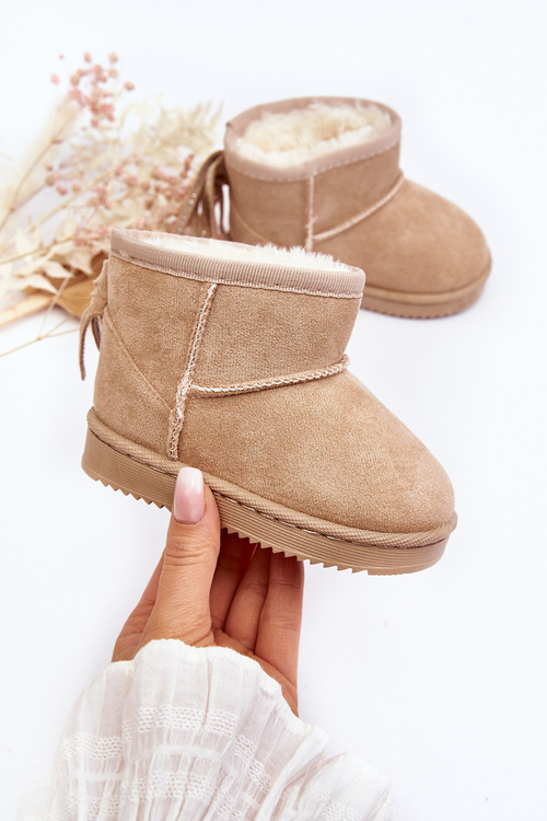 Children's Fleece-lined Fringed Snow Boots Beige Mikyla