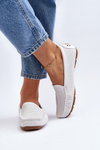 Women's White Cut-out Loafers Rasirna