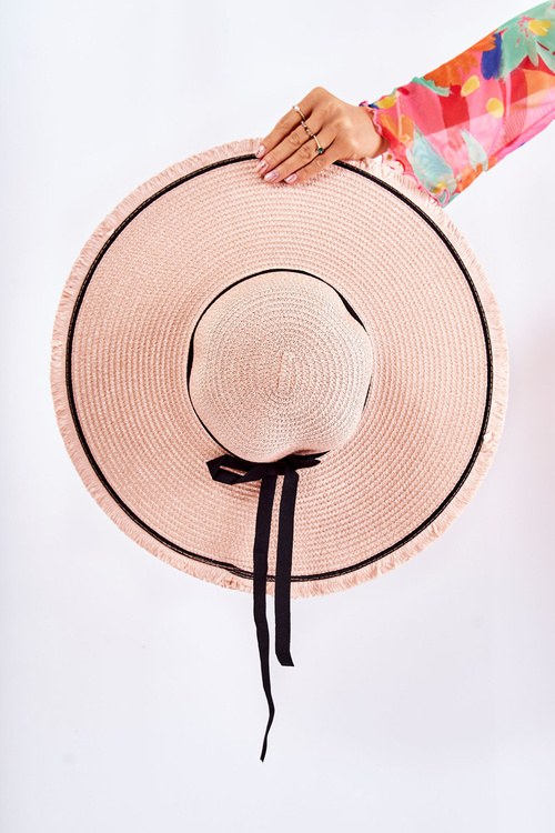 Women's Hat With Black Stripe Pink Mady