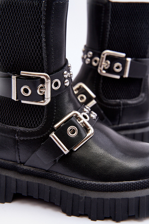 Girls' Zip-Up Ankle Boots Black Adeneia