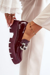 Women's Patent Loafers with Decoration Burgundy Arsaba