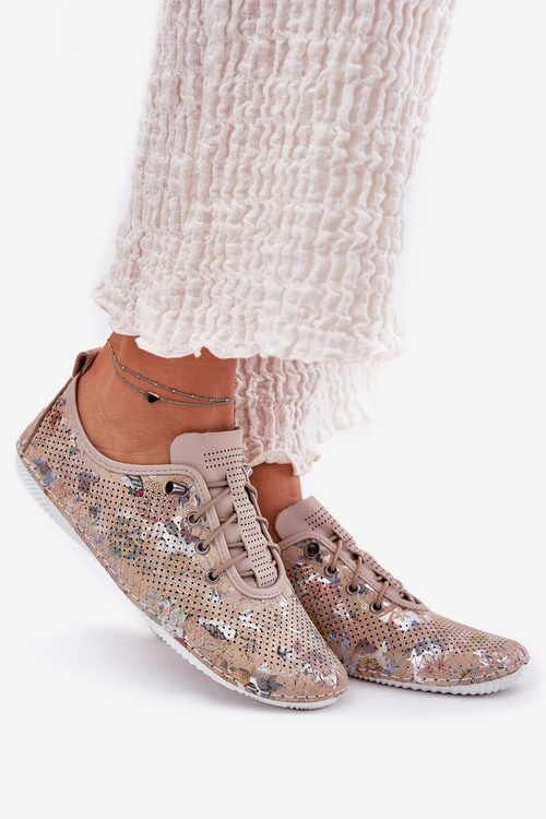 Damskie Wzorzyste Półbuty Skóra Naturalna Beżowe Artiker 56C2689