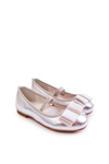 Leather Children's Ballerinas With A Decorative Bow Silver Claril
