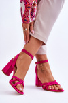 Classic Suede Heel Sandals Fuchsia Bernett