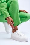 Buty Sportowe Wygodne Damskie Platforma Białe Devan