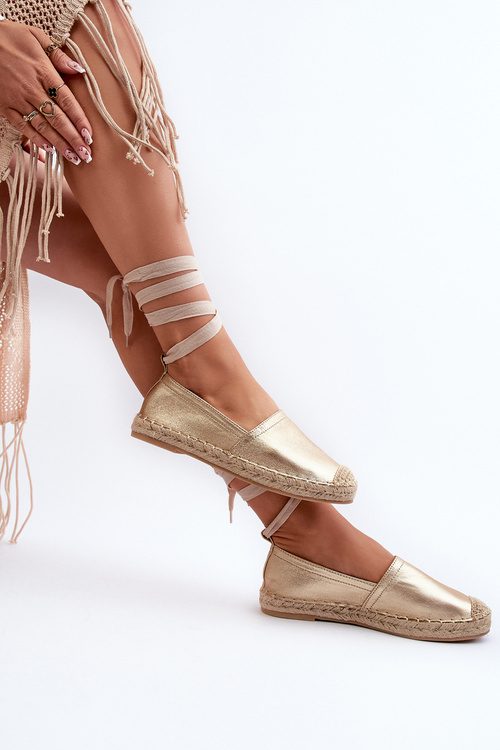 Tied Eco Leather Espadrilles in Gold Ismanne