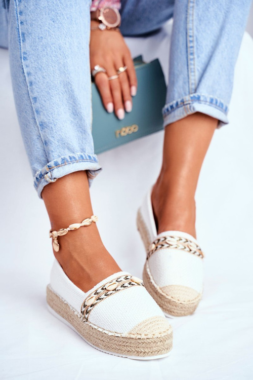 Women's Platform Espadrilles Linen White Mindi