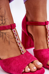 Suede High Heel Sandals With Cubic Zirconia Fuchsia Aniya 