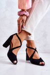 Suede Sandals On A Bar Black Lorita 