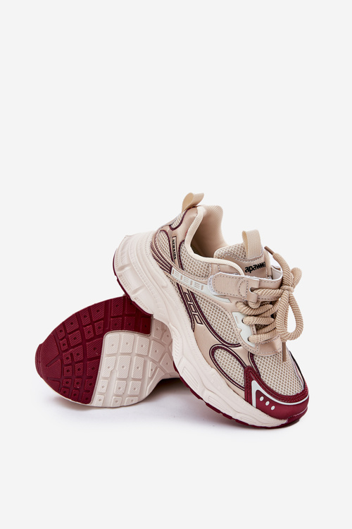 Lightweight Kids Sneakers On Thick Sole Gold Xairana