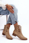 Women's Leather Lace-Up Boots Beige Lewski 3329