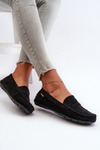 Women's Black Faux Suede Loafers Rerceria