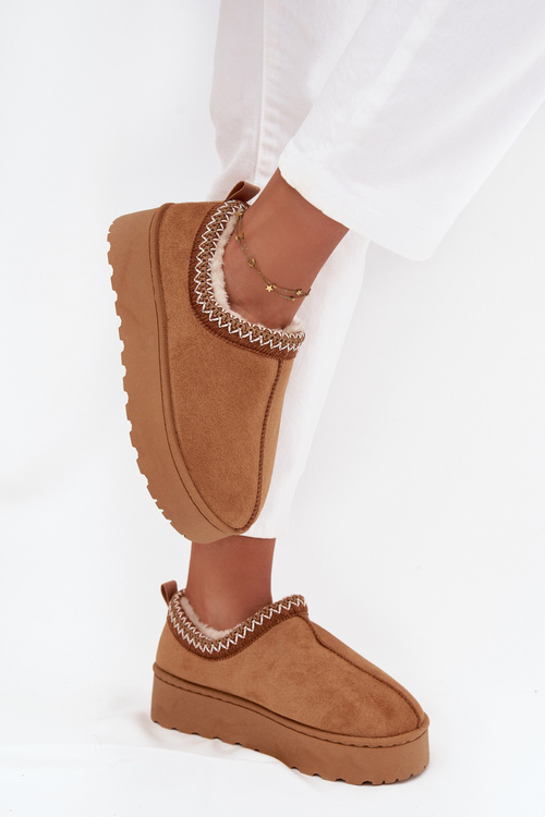 Low Women's Snow Boots with Embroidery on Platform Camel Taliah